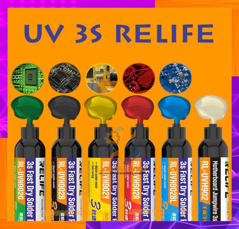 Keo UV ReLife 3S ( 3 Giây Khô ) Trắng, Xanh lá, Vàng, Đen, Đỏ, Xanh dương