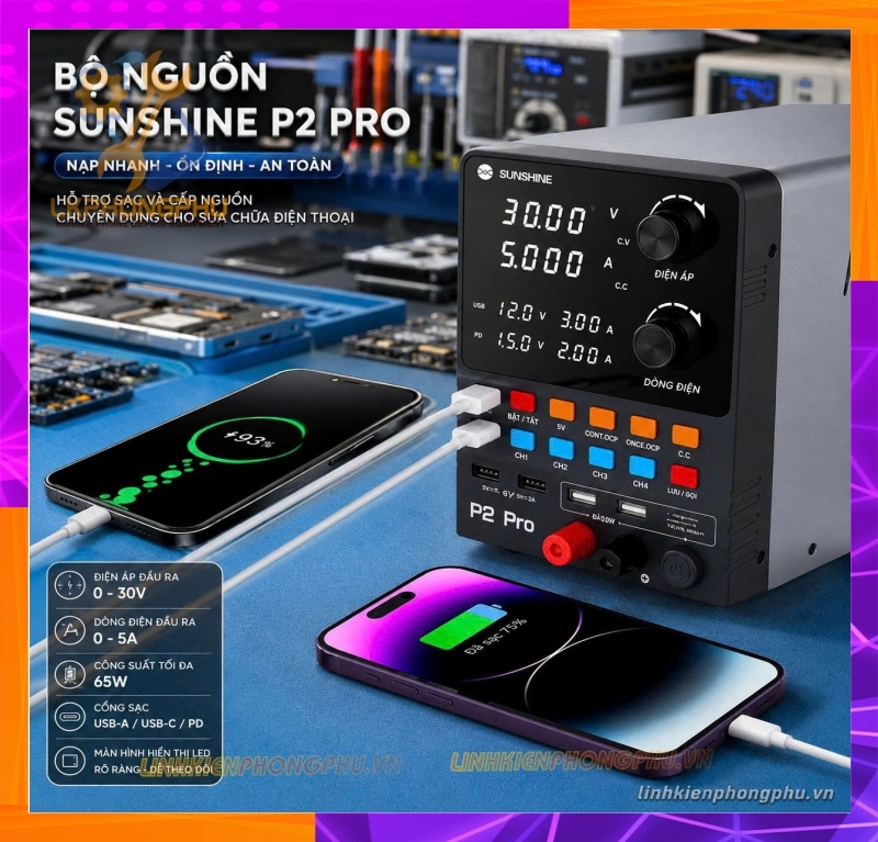 Máy cấp nguồn thông minh SUNSHINE P2 Pro (30V - 5A / 330W)