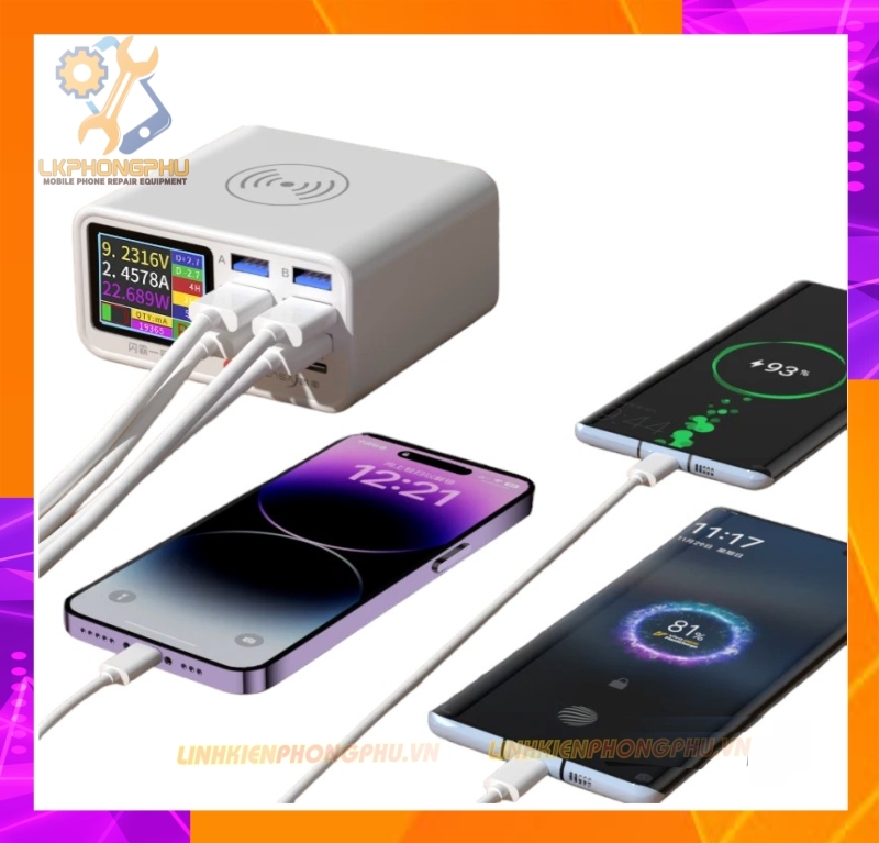 Bộ sạc USB đa năng Tensai 8 Cổng có sạc Nhanh và sạc không dây 