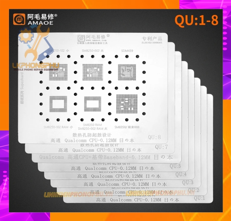 Vỉ làm chân IC Amaoe Xiaomi Huawei Oppo Vivo MTK Qualcomm QU:1 -> QU:8