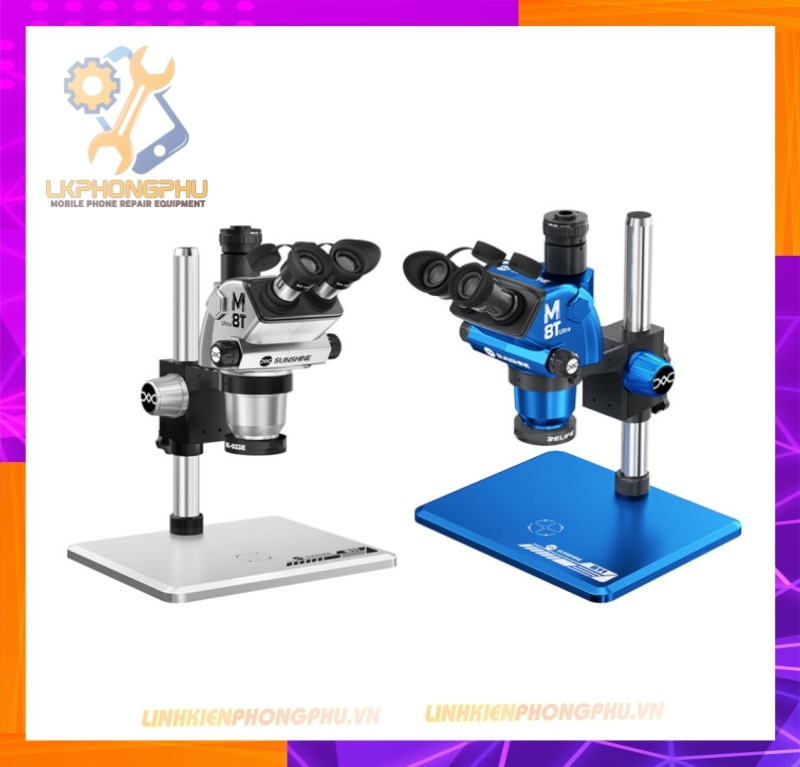 Kính hiển vi Sunshine M8t Ultra soi nổi 3 mắt (Trinocular) cao cấp cho các kỹ thuật zoom thực tế lớn từ 6X-72X