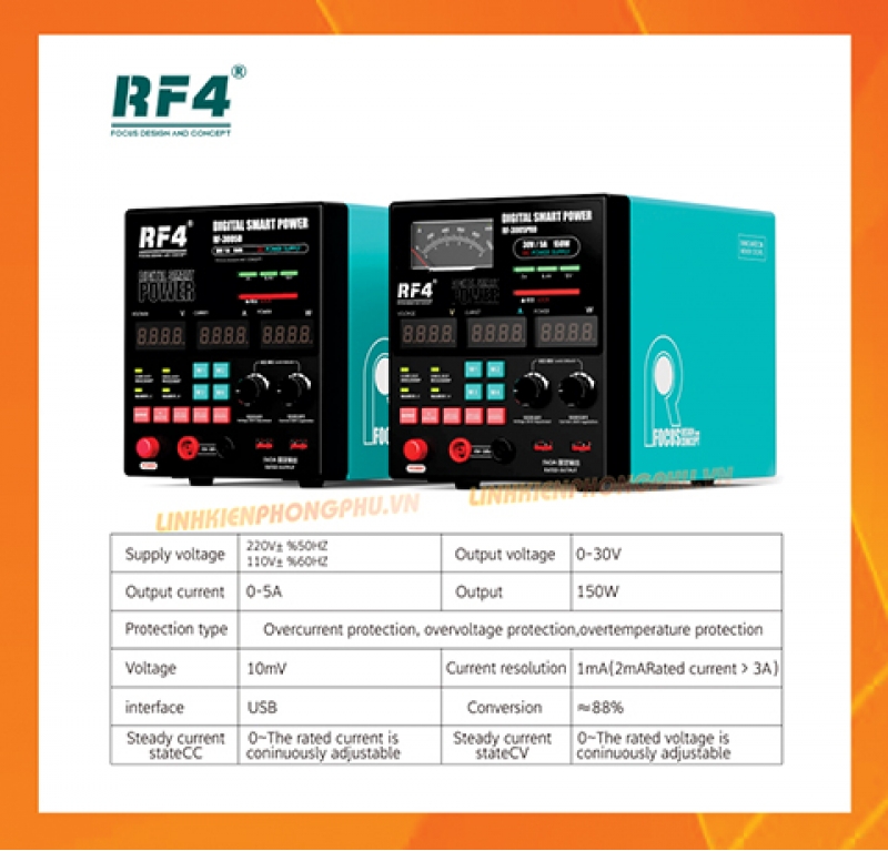Máy Cấp Nguồn RF4 3005D Pro Kim và Số CS150W 30V5A