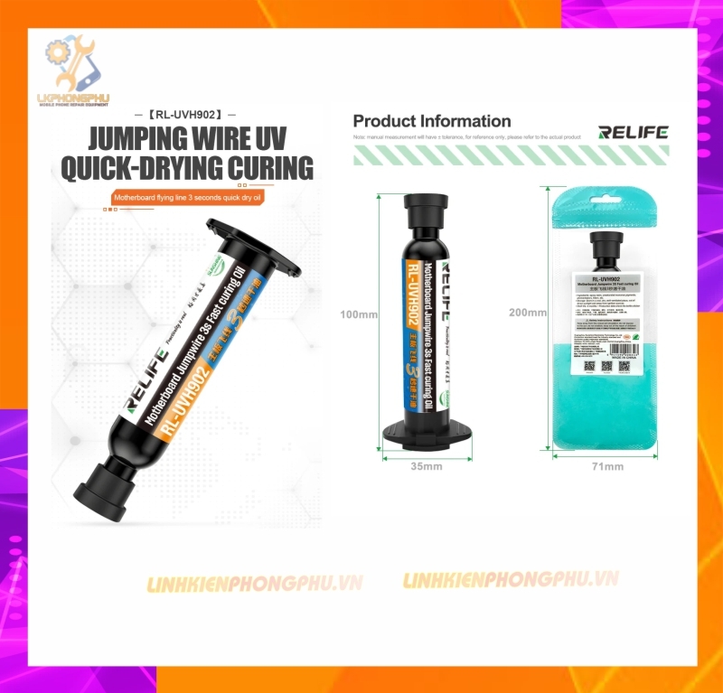 Keo UV bôi chống chập chạm Relife RL-UVH902B. Khô trong 3S