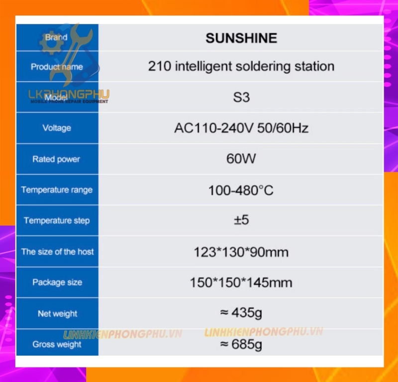 Máy Hàn Sunshine S3 C210 lên nhiệt nhanh. 3 kênh nhớ ( Kèm mũi C210 Cắt )