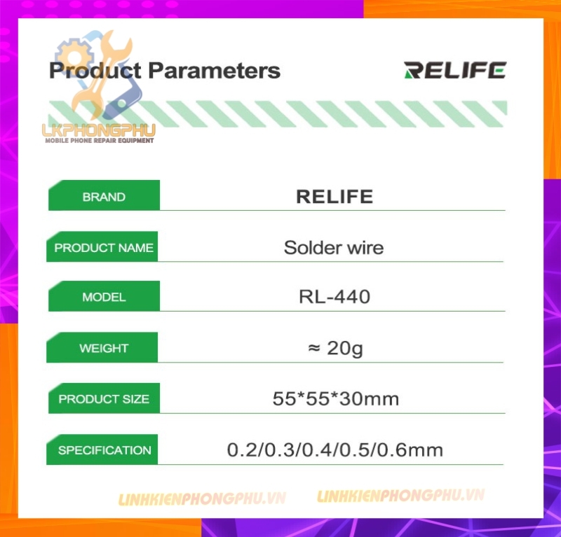 Chi cuộn Relife RL-440 - 0.2 / 0.3 / 0.4 / 0.5 / 0.6mm x 55m