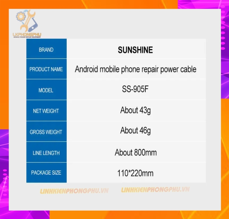 Dây cấp nguồn Android Sunshine SS-905F