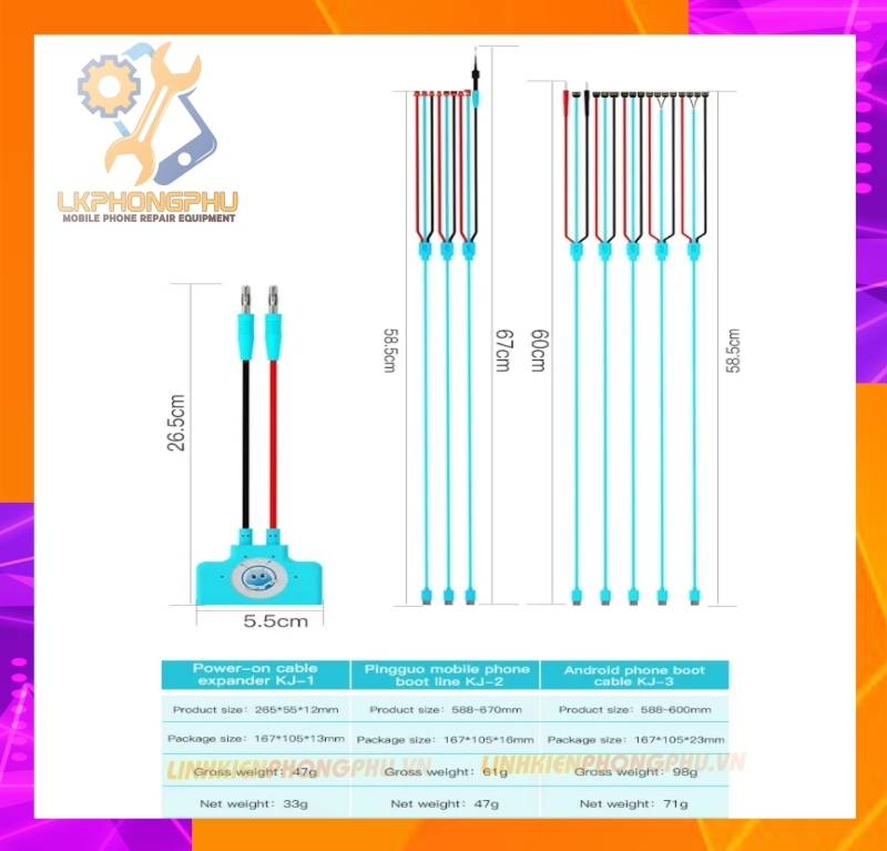 Combo bộ 4 Set dây cấp nguồn iP và Androild MaAnt (KJ-01 - KJ-02 - KJ-03 - M071)