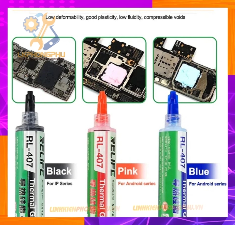 Keo Tản Nhiệt CPU cho điện thoại iPhone - Android All Smartphone Relife RL- 407 ( Đen, Hồng, Xanh )