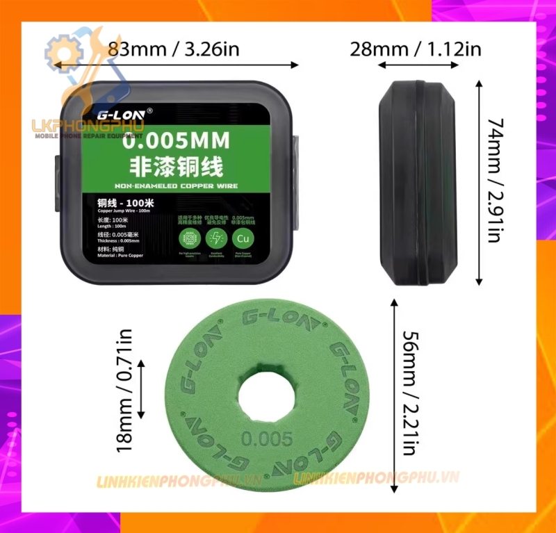 Dây đồng câu siêu nhỏ G-Lon 0.005mm x 100m