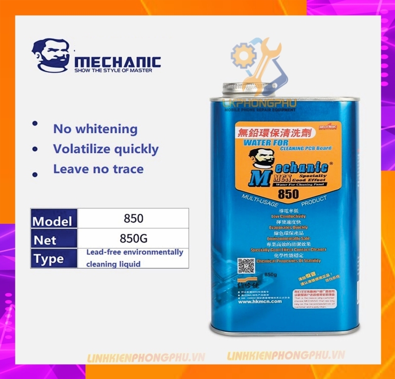 Xăng rửa main board mạch điện thoại điện tử không chì Mechanic 850g