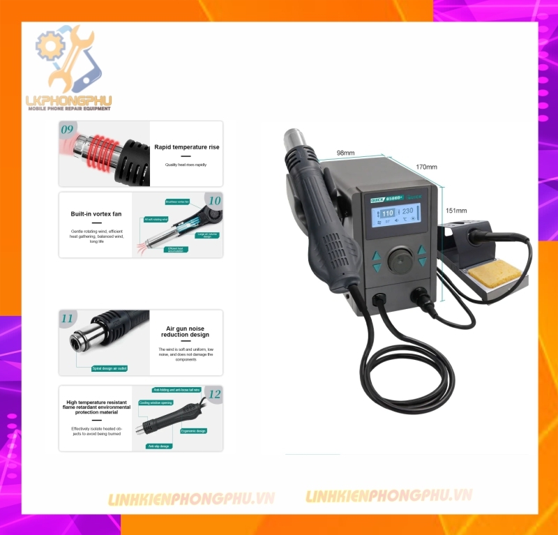 Máy khò liền hàn 2in1 Quick 8586D+ 800W/70W