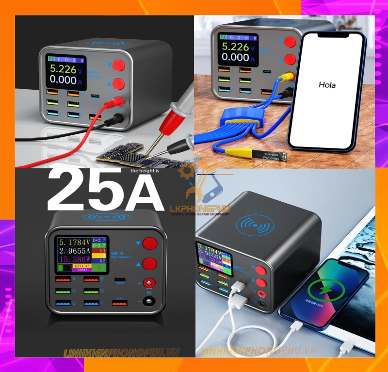 Bộ sạc 8 cổng kim cấp nguổn Tensa Dian ba No1 có sạc không dây