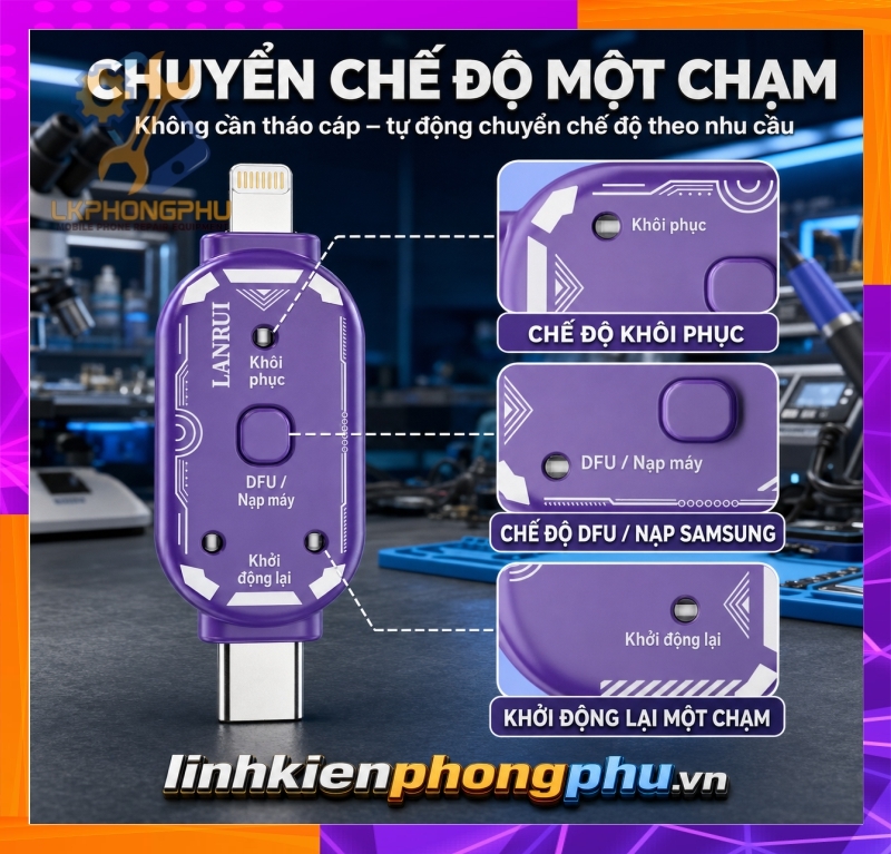 Lanrui V587 Adapter Lightning - Type C vào DFU Recovery  Apple - Android