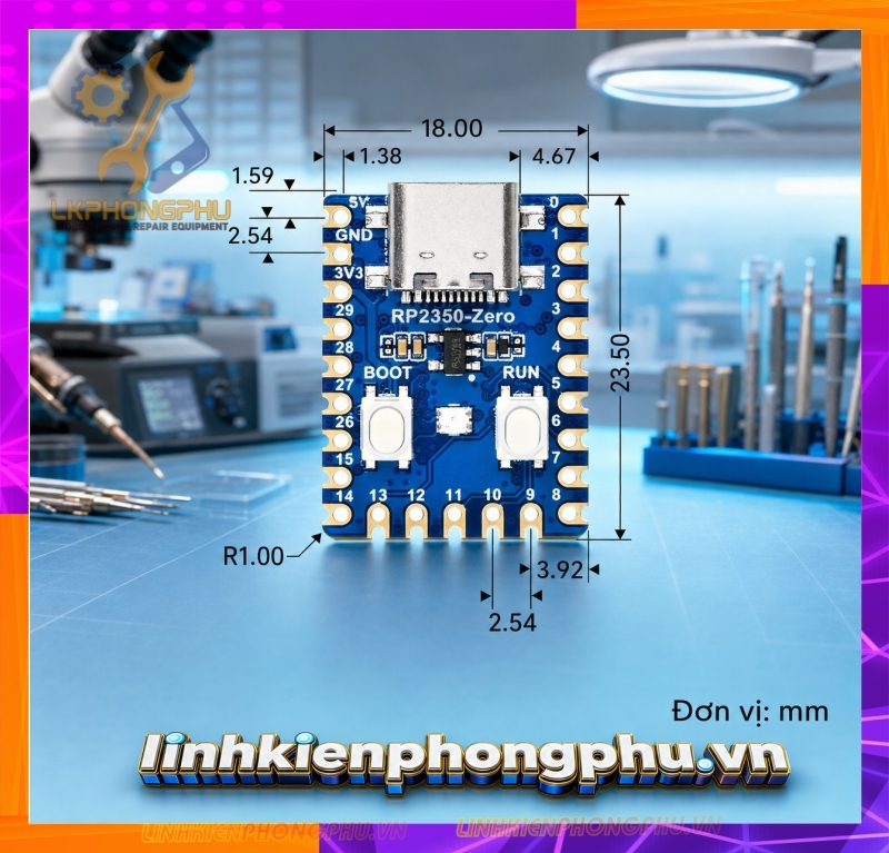 Mạch Bypass A12/A13 WaveShare RP2350-USB-A- Raspberry Pico 2 (Micro và Type C) - RP2350 Zero Mini