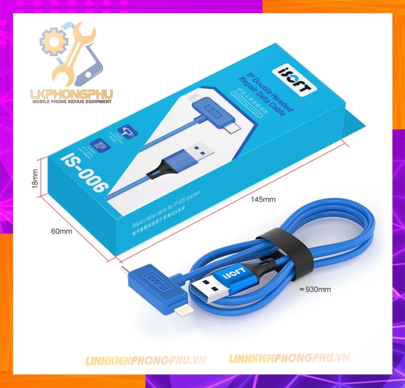 Cáp 2 Đầu Type - C và Lightning  Tự Động Vào Recovery Chạy Phần Mềm  iPhone - iPad iSoft IS-006: 6 - 17ProMax