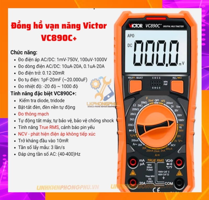 Đồng hồ đo Số Victor VC890C+ Mẫu mới