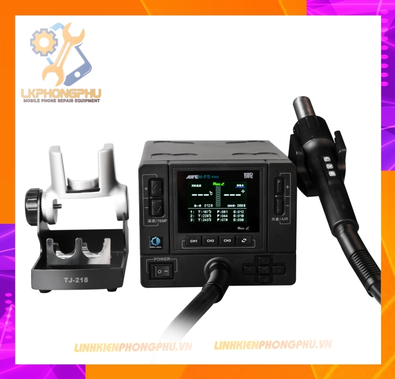 Khò AiFen F5Pro New 2025 CS1000W. Nhiệt 500 °C / Gió 160 Kèm 6 Đầu Khò