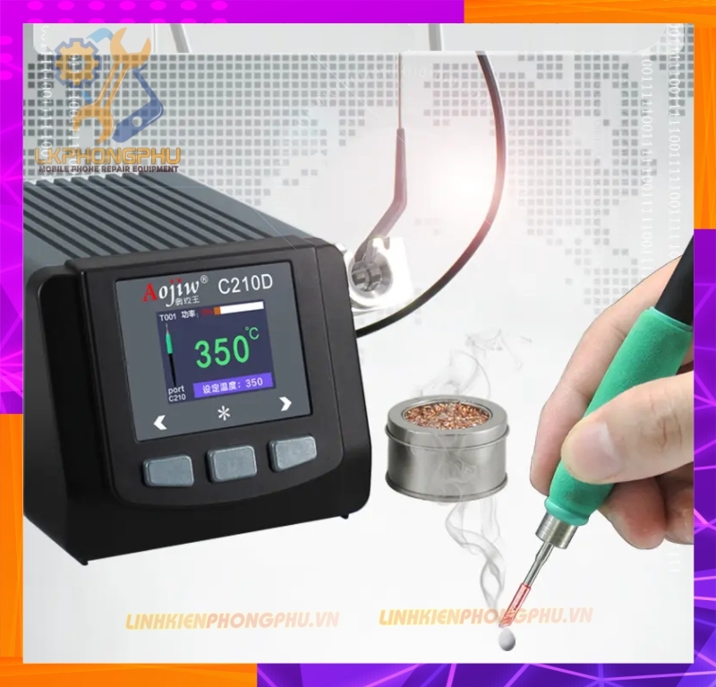 Trạm Hàn Aojiw C210D CS 120W (Kèm Mũi Hàn C210 Cong)