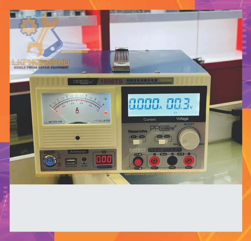 Máy cấp Nguồn PPD WoNeNg 1506TS 15V-6A ( Hiển Thị Kim và Số )