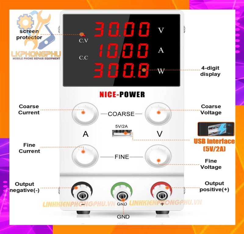 Cấp nguồn Xung Nice Power 30V-10A. SPS1203. 4 Số CS150W