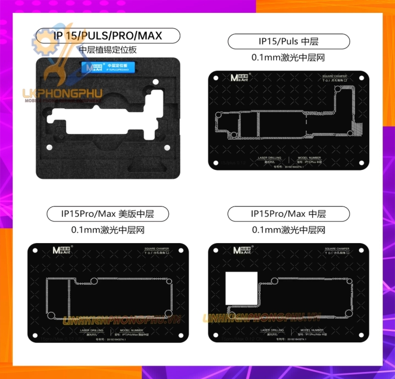 Bộ khuôn đổ chân viền cao cấp MaAnt iPhone 0.1mm Từ X-XSM - 11 Series - 12 Series - 13 Series - 14 Series - 15 Series - 16 Series