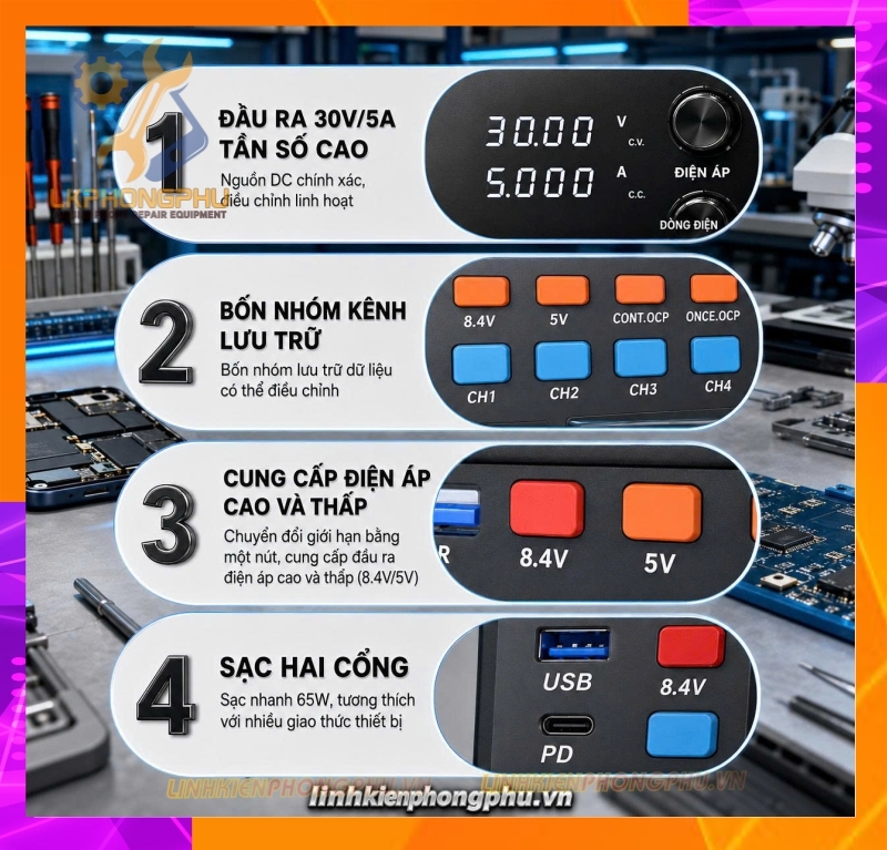 Máy cấp nguồn thông minh SUNSHINE P2 Pro (30V - 5A / 330W)