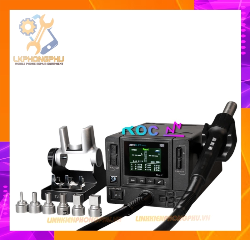 Khò AiFen F5Pro New 2025 CS1000W. Nhiệt 500 °C / Gió 160 Kèm 6 Đầu Khò