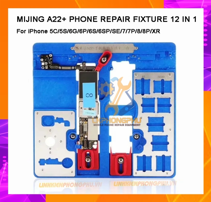 Kẹp Main Đa Năng Mijing A22+  Từ 5S -> XR Có khay Cạo Keo IC Từ A9-A12 Có khay Câu home vân tay