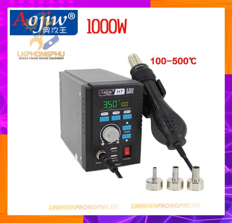 Máy Khò Aojiw H7 3 kênh nhớ kèm cổng USB 1000W / 100-500°C