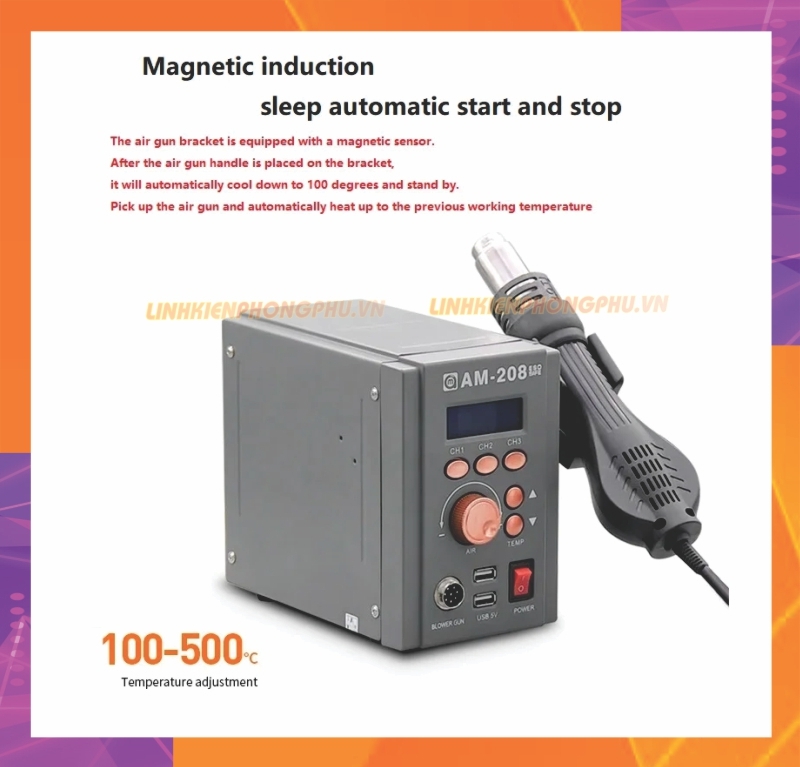 Máy Khò Amaoe AM-208 CS750W 3 Kênh lưu nhiệt
