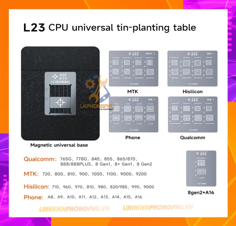 Bộ khuôn kèm vỉ làm chân CPU iPhone - Android. Xinzhizao L23
