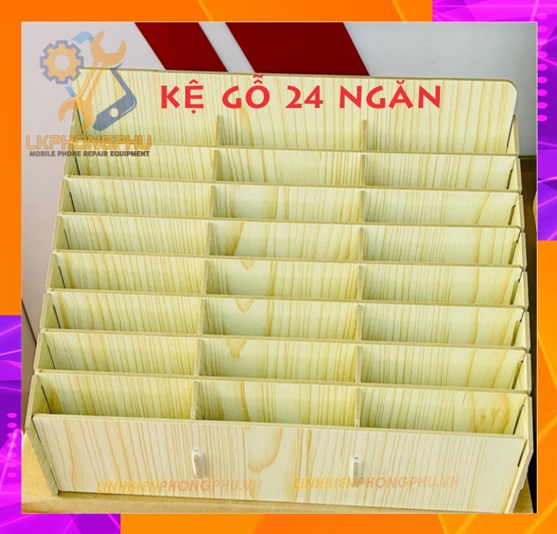 Kệ gỗ trưng màn hình 24 và 48 Ngăn