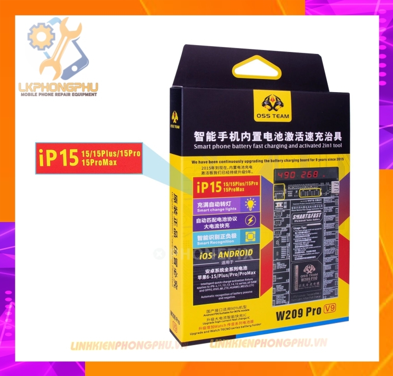 Mạch Kích Pin OssTeam W09 Pro V9 iPhone ( 6G-15ProMax ) - All Android 