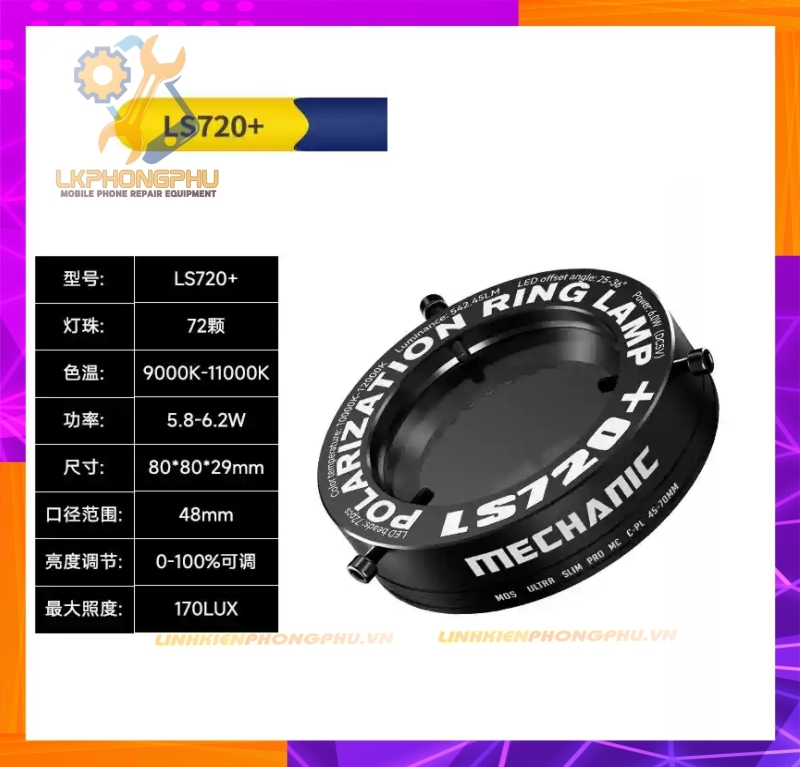 Đèn Led Kính Hiển Vi Vô Cực Mechanic LS720+ 72- Bóng Led Chiếu Sáng Đồng Bộ