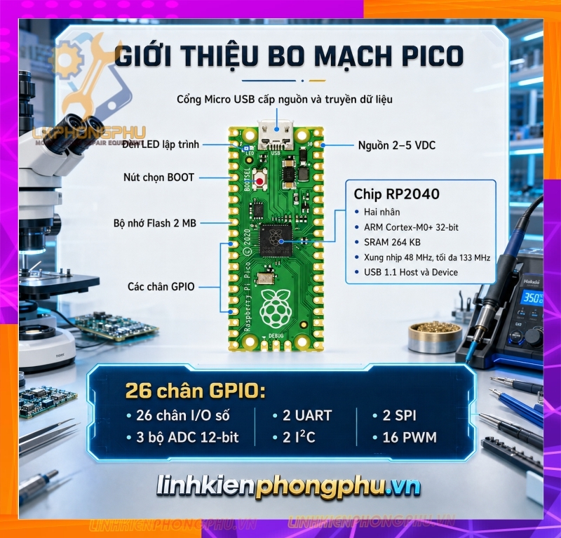 Mạch Bypass A12/A13 WaveShare RP2350-USB-A- Raspberry Pico 2 (Micro và Type C) - RP2350 Zero Mini