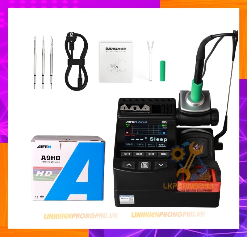 Máy Hàn AiFen A9 HD 2025 CS 180W Màn Hình Hiển Thị . Chế Độ Roc. Sóng Đo Nhiệt ( Kèm 3 Mũi Hàn )