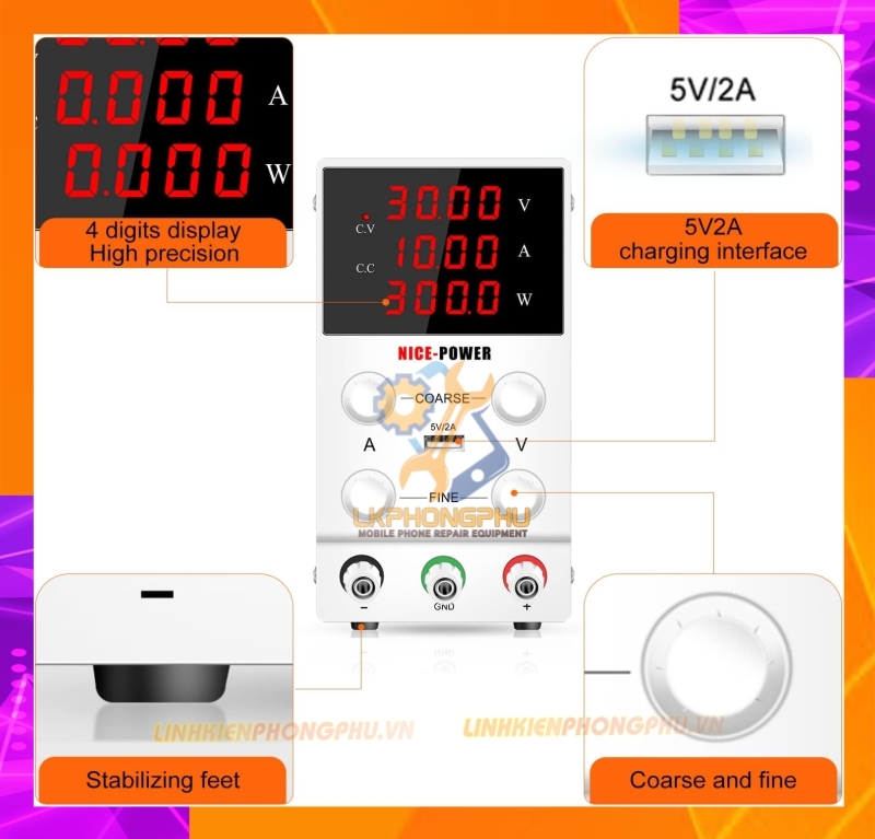 Cấp nguồn Xung Nice Power 30V-10A. SPS1203. 4 Số CS150W