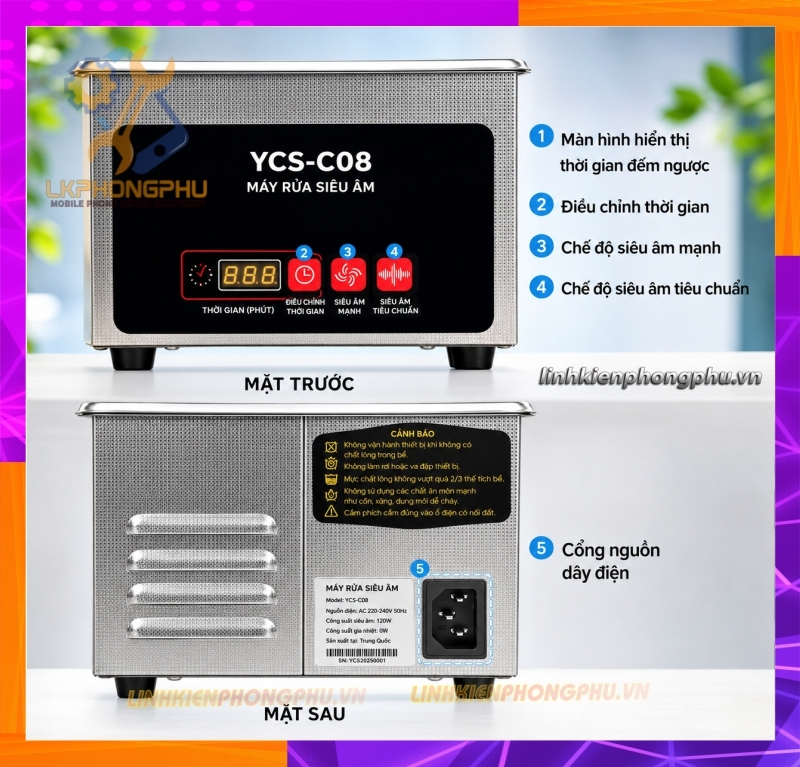 Máy Rung Siêu Âm Mini YCS C08 ( Vệ sinh main board mạch )