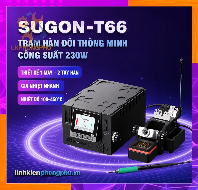 Máy Hàn 2 Tay Sugon T66 CS 230W ( 2 Tay C210 và C245 Kèm 6 mũi )