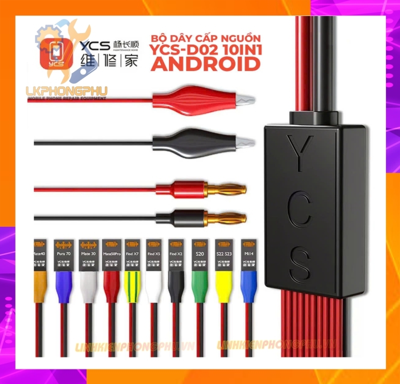 Dây Cấp Nguồn Kích Nguồn YCS-D01 iPhone 6-16PRM-HW:Mate40 và YCS-D02 10 in 1 All Android