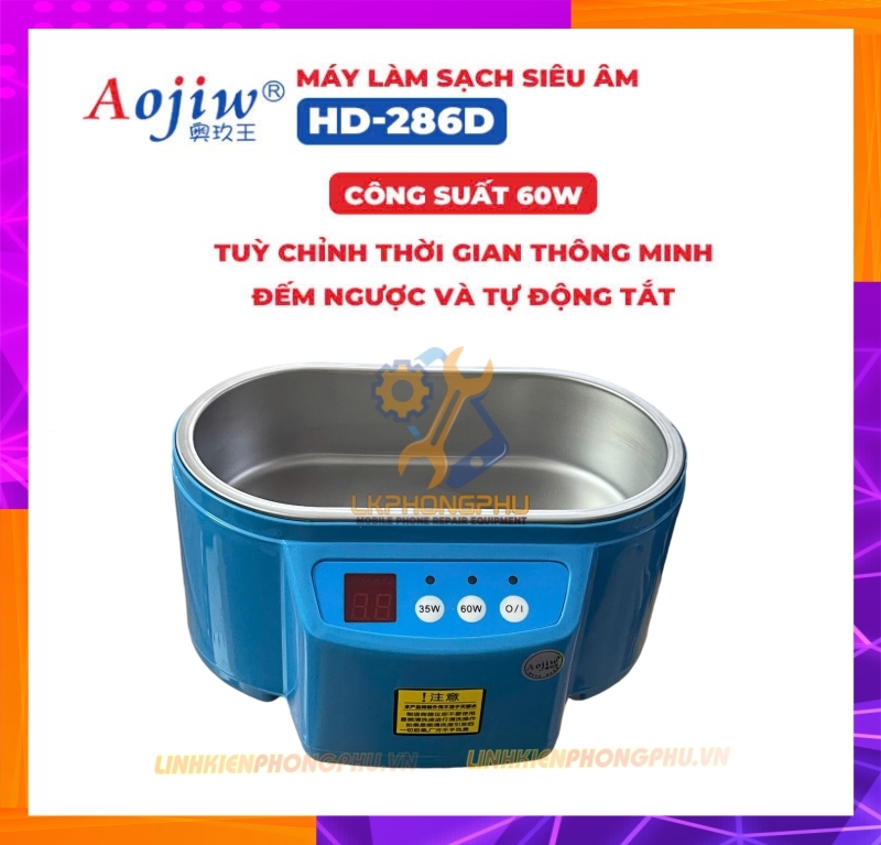 Máy Rung Làm Sạch Main Board Mạch, Rửa Camera Đốm, Rửa Trang Sức… Aojiw HD-286 công suất 60W