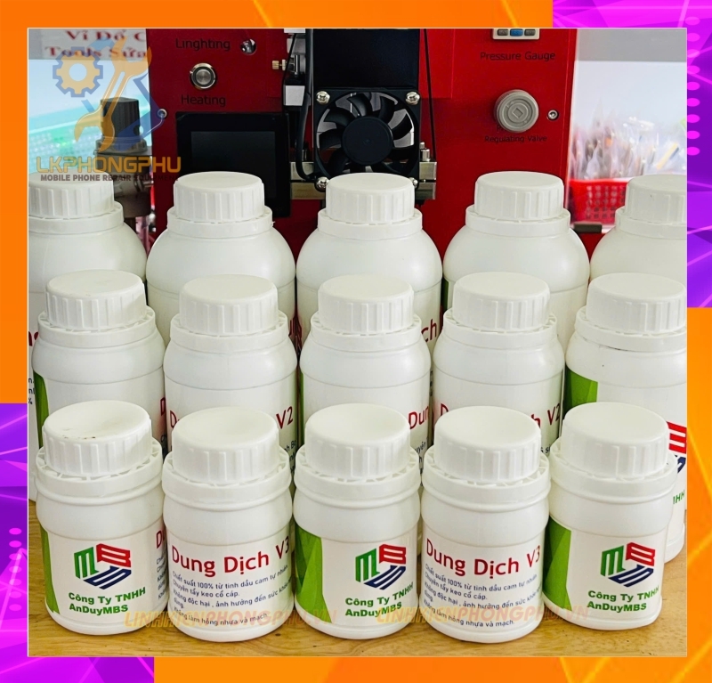 Dung dịch tẩy keo cổ cáp , keo màn hình, tách benzen, tách lưng V1-V2-V3