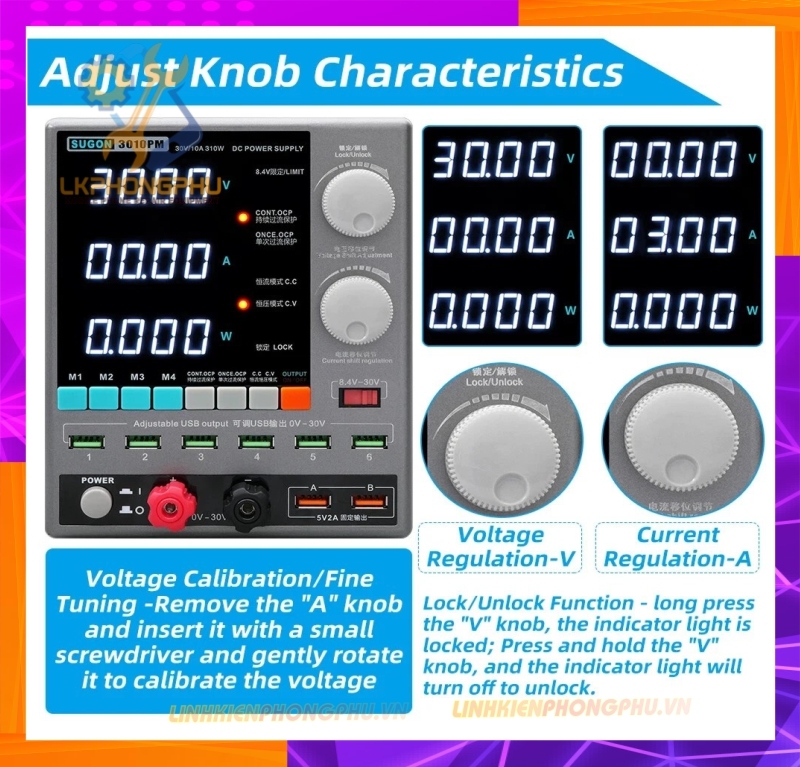 Máy Cấp Nguồn Chính Hãng Sugon 3010PM ( 30V/10A ) CS 310W ( Đồng Hồ 4 Số ) 2026