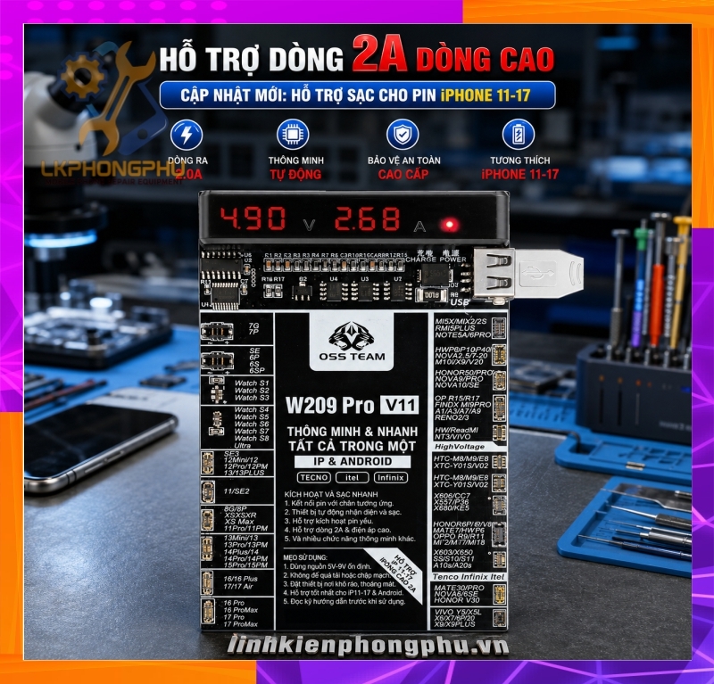 Mạch Kích Pin OSS TEAM W209 PRO-V11 Battery Fast Charging and Activated 2 IN 1 Tool