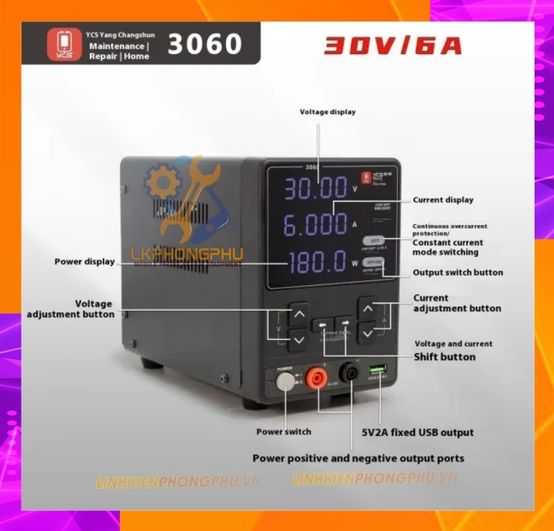 Đồng hồ cấp nguồn 4 số YCS 3060 30V-6A 180W