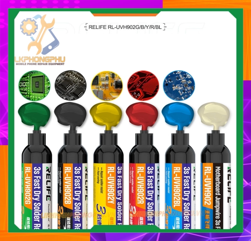 Keo UV ReLife 3S ( 3 Giây Khô ) Trắng, Xanh lá, Vàng, Đen, Đỏ, Xanh dương