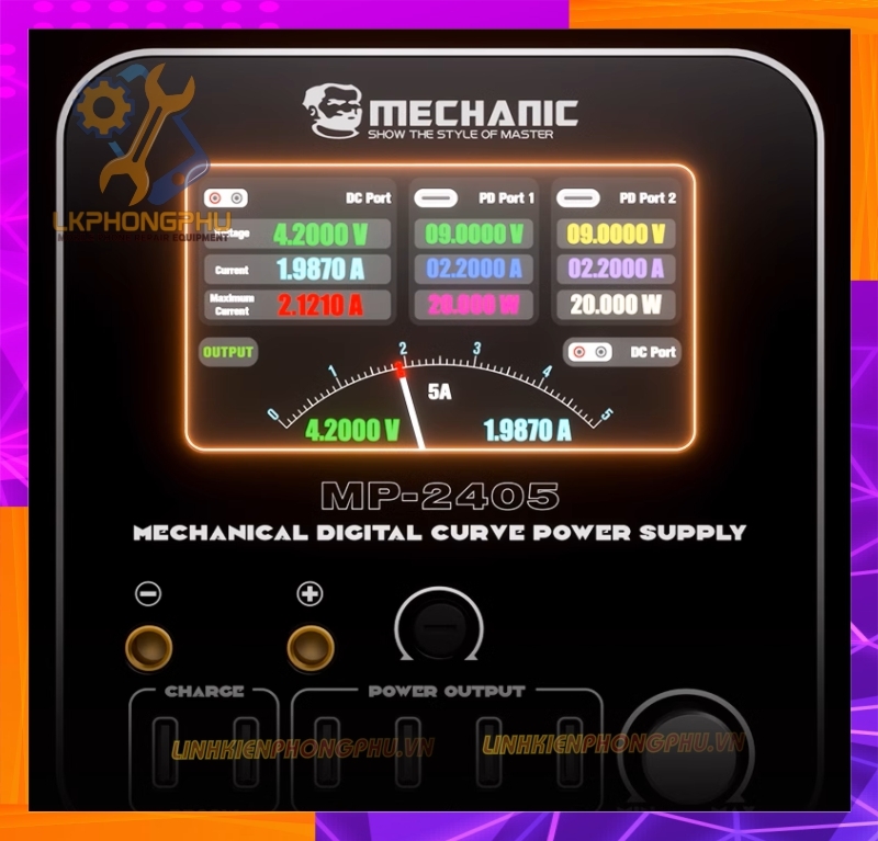 Máy cấp nguồn tuyến tính kỹ thuật số ba kênh Mechanic MP-2405 24V / 5A 