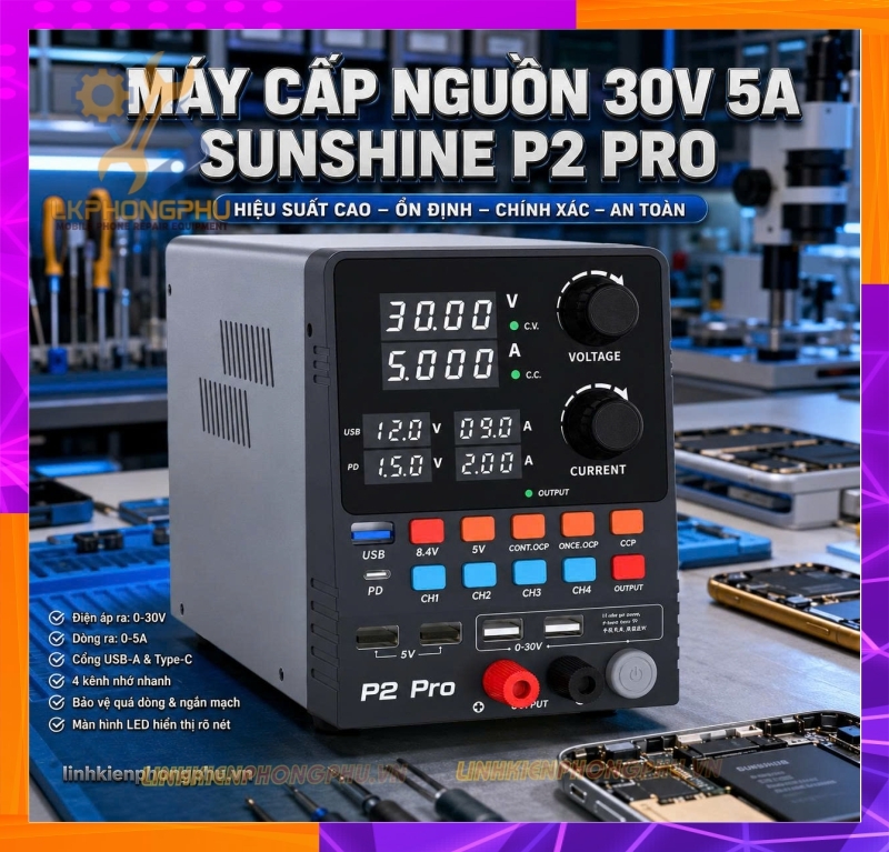 Máy cấp nguồn thông minh SUNSHINE P2 Pro (30V - 5A / 330W)
