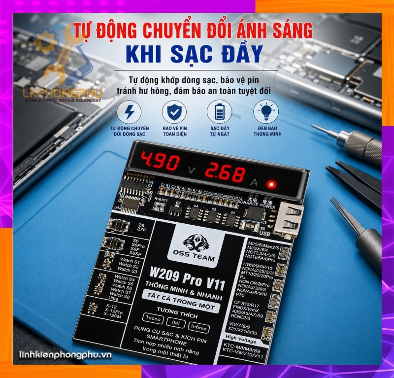 Mạch Kích Pin OSS TEAM W209 PRO-V11 Battery Fast Charging and Activated 2 IN 1 Tool