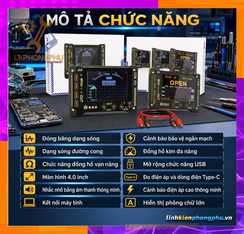 Đồng Hồ KTS JTXTOOLS A9 là đồng hồ đo dạng sóng đa năng (Waveform Multi-function Meter) 
